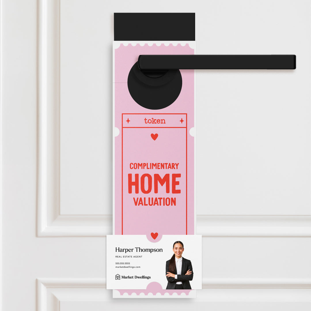 Complimentary Home Valuation Token | Valentine's Day Door Hangers Door Hanger Market Dwellings SOFT PINK