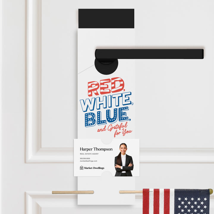 Red, White, Blue, And Grateful For You | 4th Of July Door Hangers | 25-DH004-AB Door Hanger Market Dwellings WHITE YES: Include Flags