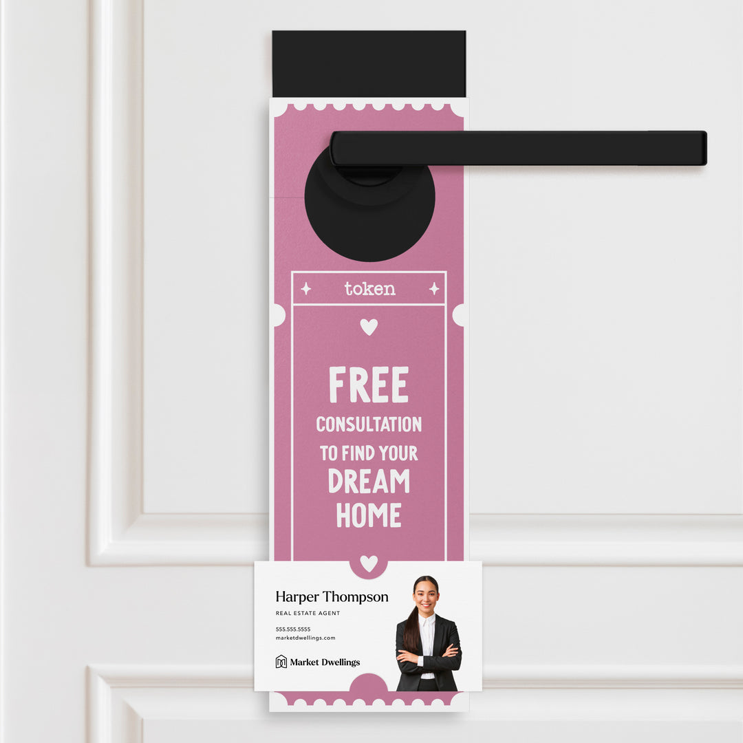 Free Consultation To Find Your Dream Home | Valentine's Day Door Hangers Door Hanger Market Dwellings PURPLE