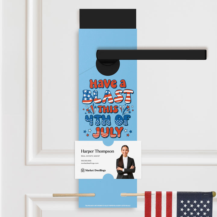 Have A Blast This 4th Of July | 4th Of July Door Hangers | 26-DH004-AB Door Hanger Market Dwellings BRIGHT BLUE YES: Include Flags