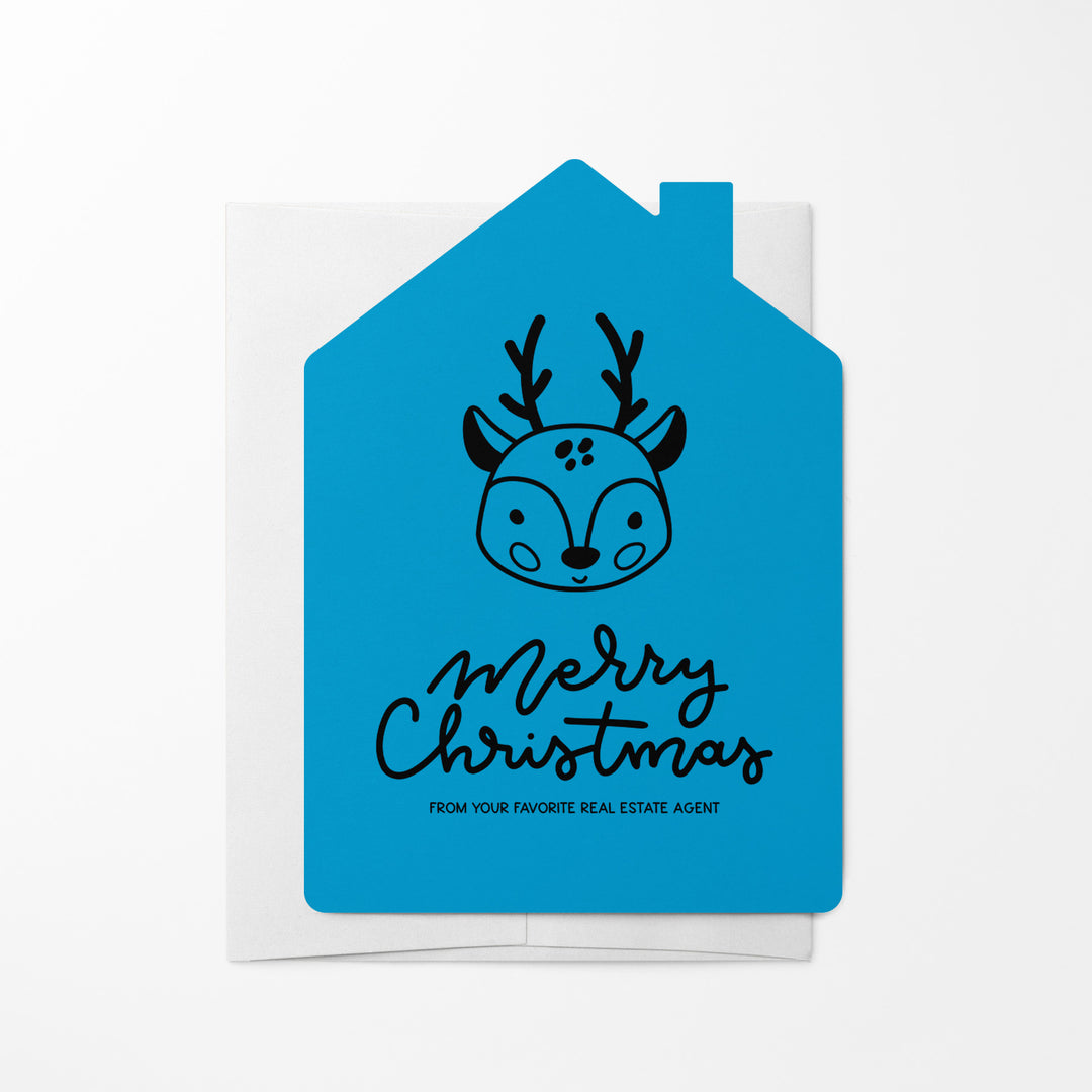 Set of Reindeer "Merry Christmas from Your Favorite Real Estate Agent" | Holiday Greeting Cards | Envelopes Included | 26-GC002 Greeting Card Market Dwellings