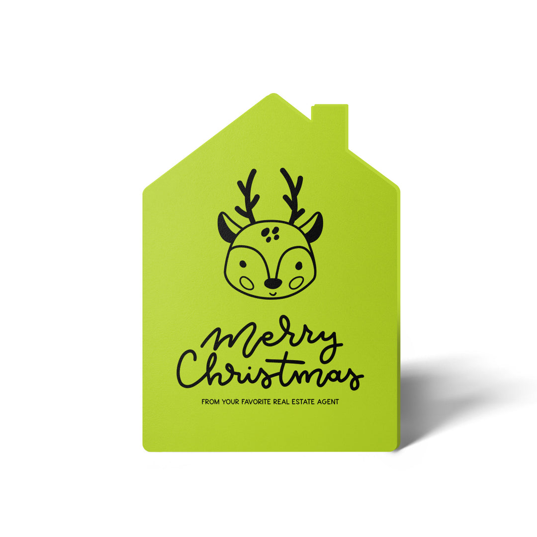 Set of Reindeer "Merry Christmas from Your Favorite Real Estate Agent" | Holiday Greeting Cards | Envelopes Included | 26-GC002 Greeting Card Market Dwellings GREEN APPLE