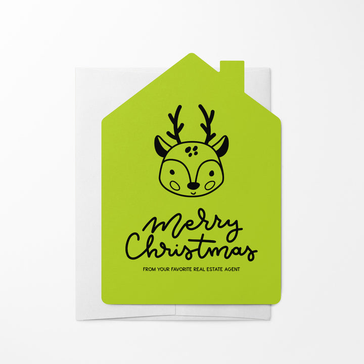 Set of Reindeer "Merry Christmas from Your Favorite Real Estate Agent" | Holiday Greeting Cards | Envelopes Included | 26-GC002 Greeting Card Market Dwellings