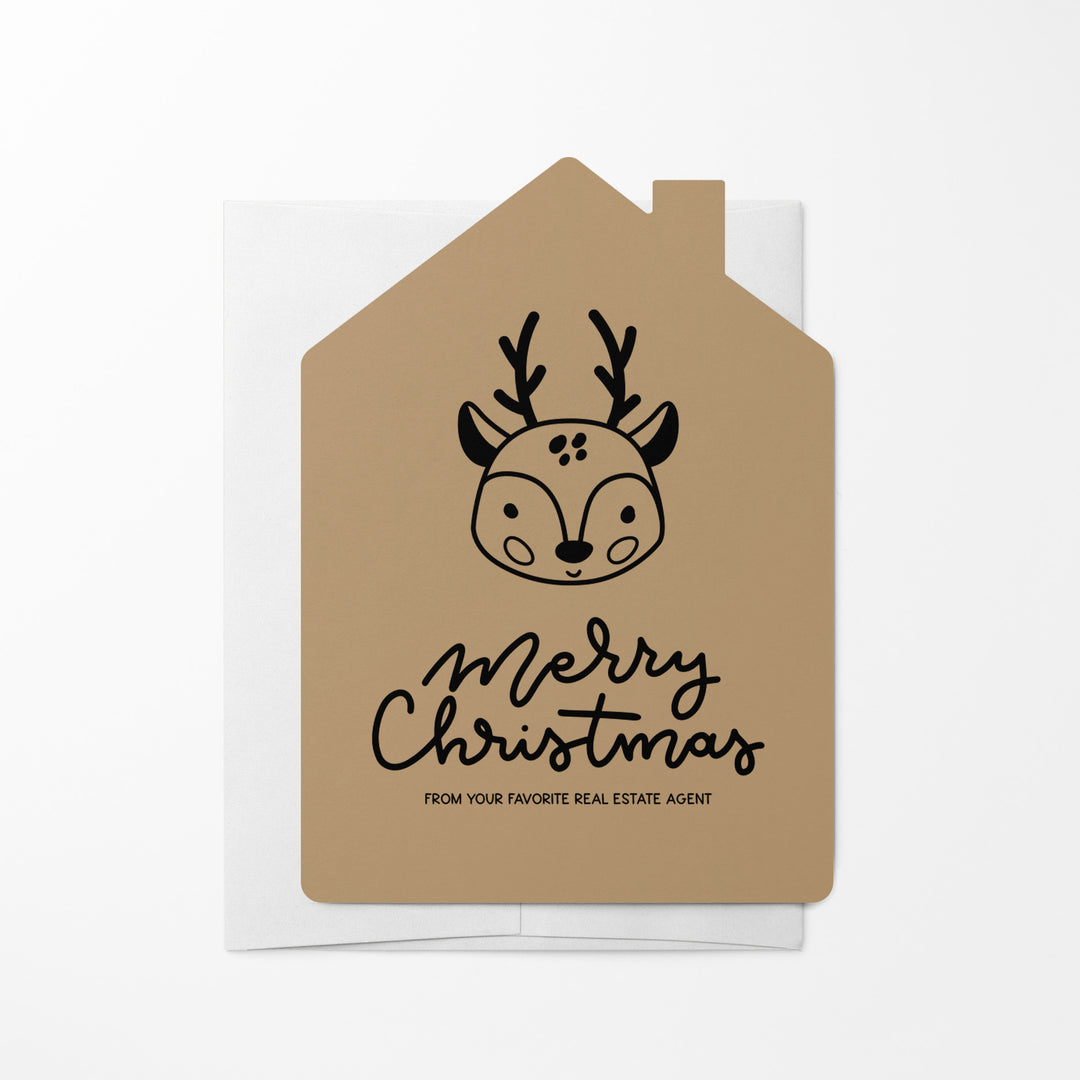 Set of Reindeer "Merry Christmas from Your Favorite Real Estate Agent" | Holiday Greeting Cards | Envelopes Included | 26-GC002 Greeting Card Market Dwellings