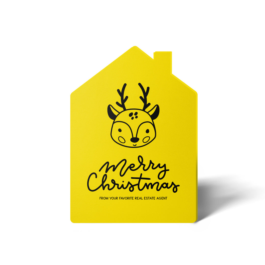 Set of Reindeer "Merry Christmas from Your Favorite Real Estate Agent" | Holiday Greeting Cards | Envelopes Included | 26-GC002 Greeting Card Market Dwellings LEMON