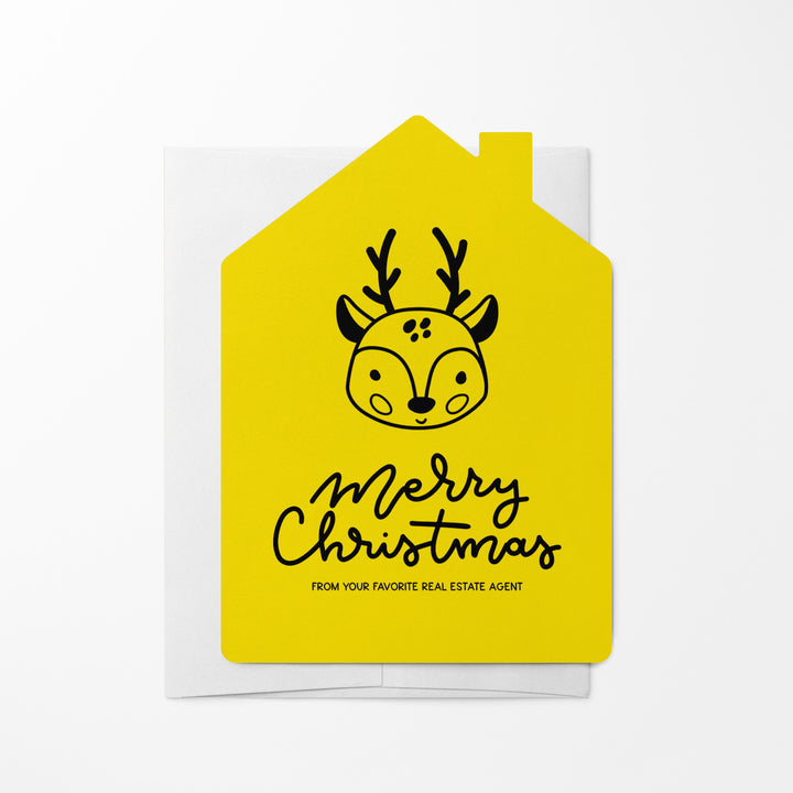 Set of Reindeer "Merry Christmas from Your Favorite Real Estate Agent" | Holiday Greeting Cards | Envelopes Included | 26-GC002 Greeting Card Market Dwellings