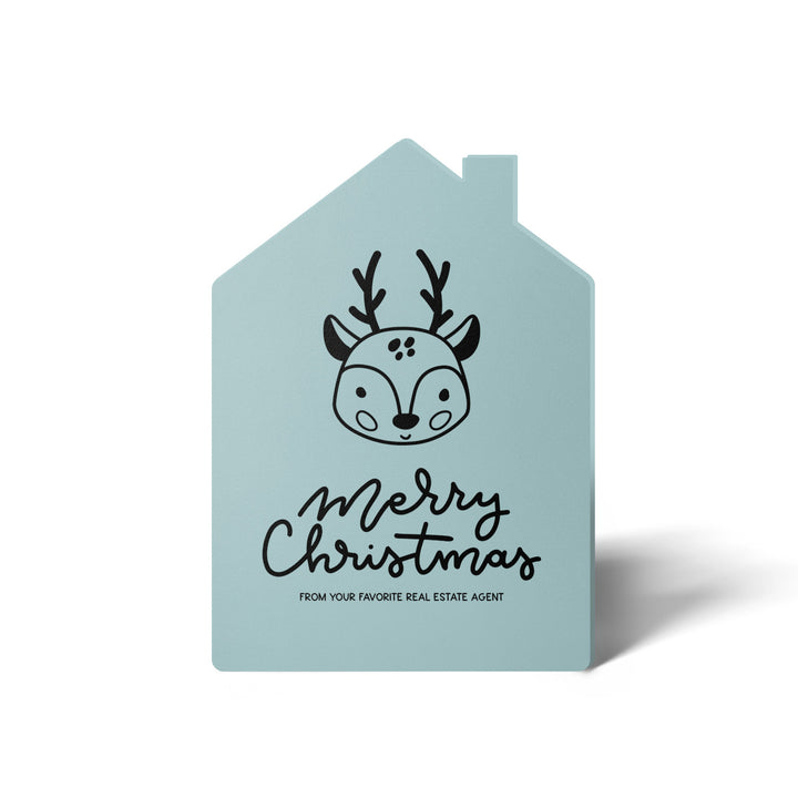 Set of Reindeer "Merry Christmas from Your Favorite Real Estate Agent" | Holiday Greeting Cards | Envelopes Included | 26-GC002 Greeting Card Market Dwellings LIGHT BLUE