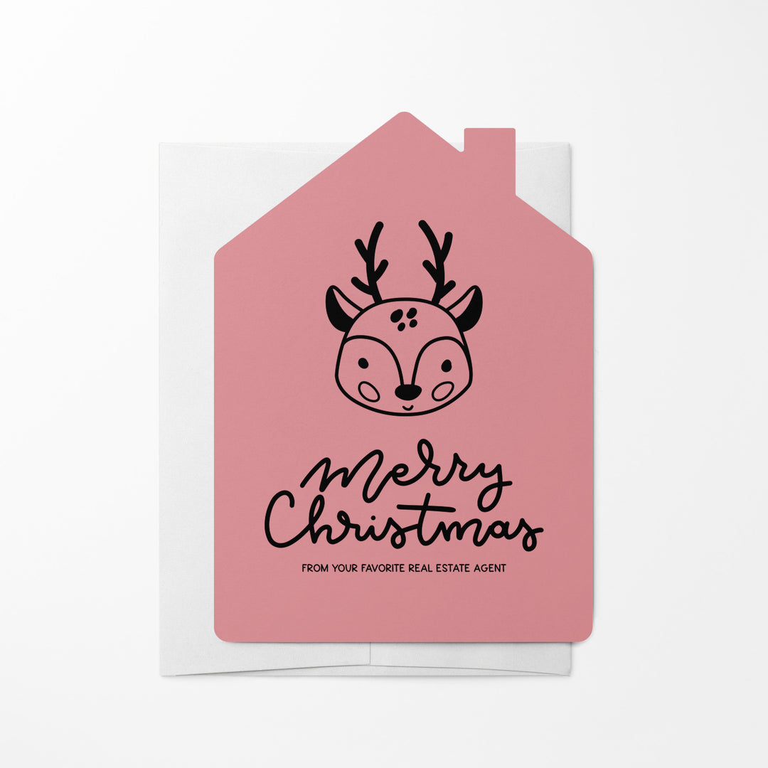 Set of Reindeer "Merry Christmas from Your Favorite Real Estate Agent" |  Holiday Greeting Cards | Envelopes Included | 26-GC002