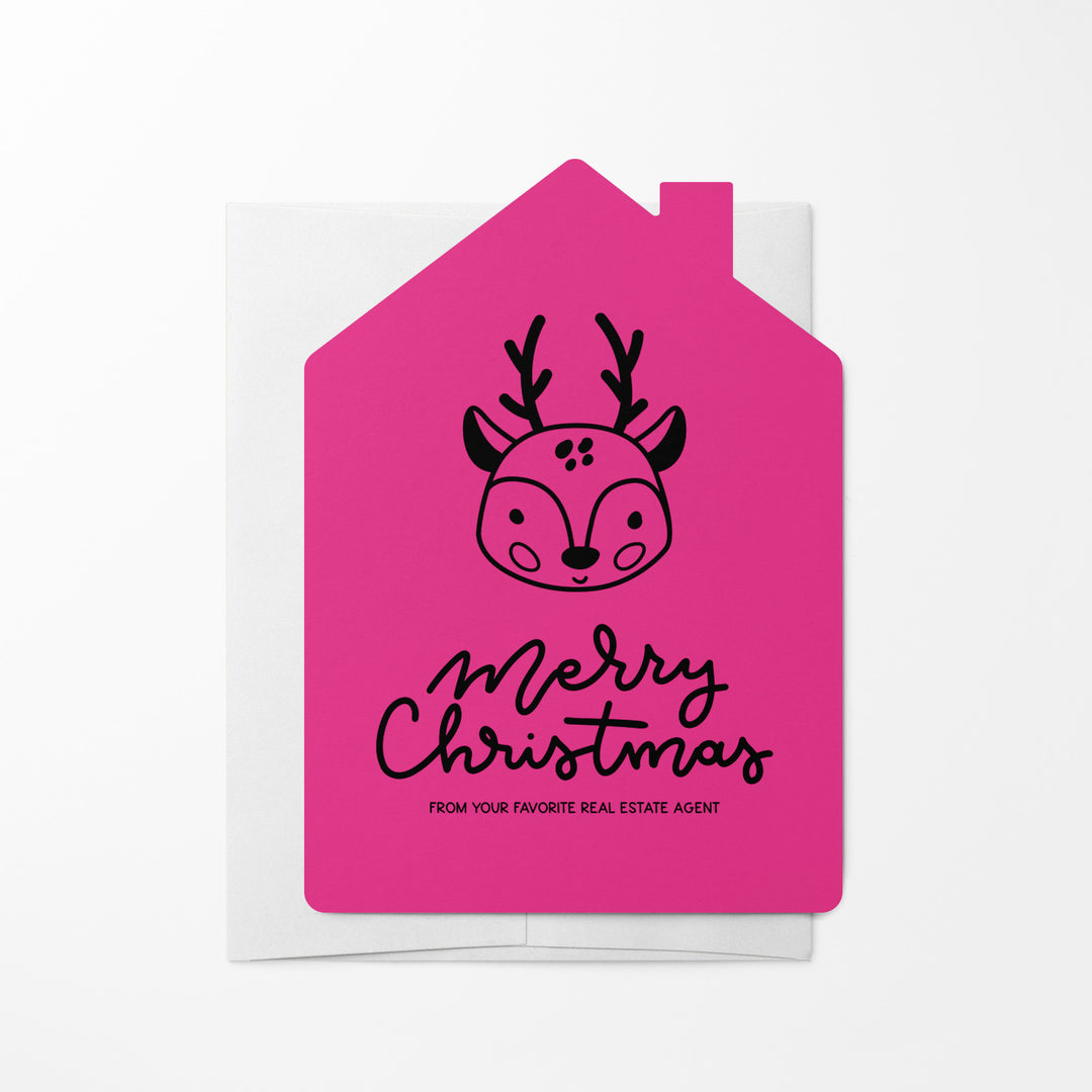 Set of Reindeer "Merry Christmas from Your Favorite Real Estate Agent" |  Holiday Greeting Cards | Envelopes Included | 26-GC002