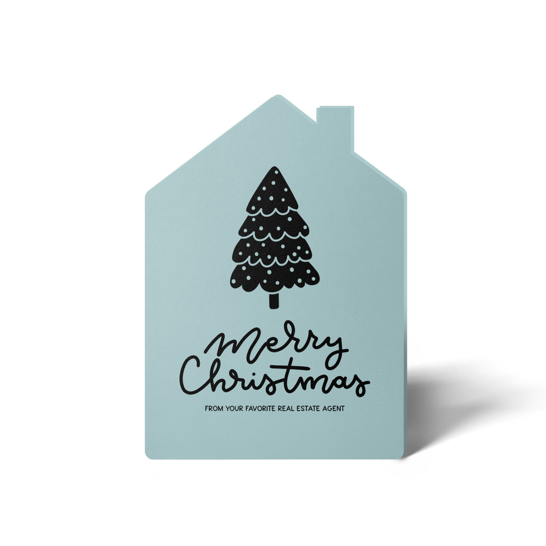 Set of Tree "Merry Christmas from Your Favorite Real Estate Agent" | Holiday Greeting Cards | Envelopes Included | 27-GC002 Greeting Card Market Dwellings LIGHT BLUE