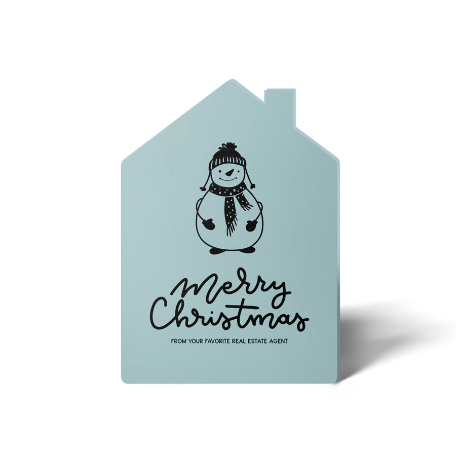 Set of Snowman "Merry Christmas from Your Favorite Real Estate Agent" | Holiday Greeting Cards | Envelopes Included | 28-GC002 Greeting Card Market Dwellings LIGHT BLUE