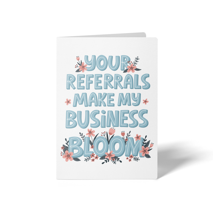 Set of Your Referrals Make My Business Bloom Greeting Cards | Envelopes Included Greeting Card Market Dwellings