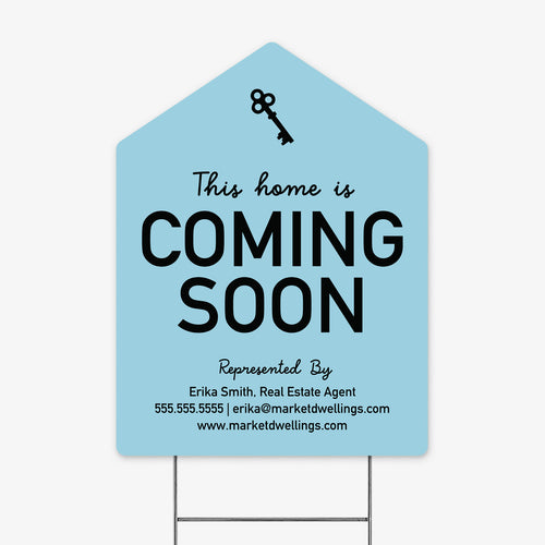 Coming Soon Real Estate Yard Sign Yard Sign Market Dwellings CORNFLOWER BLUE 1
