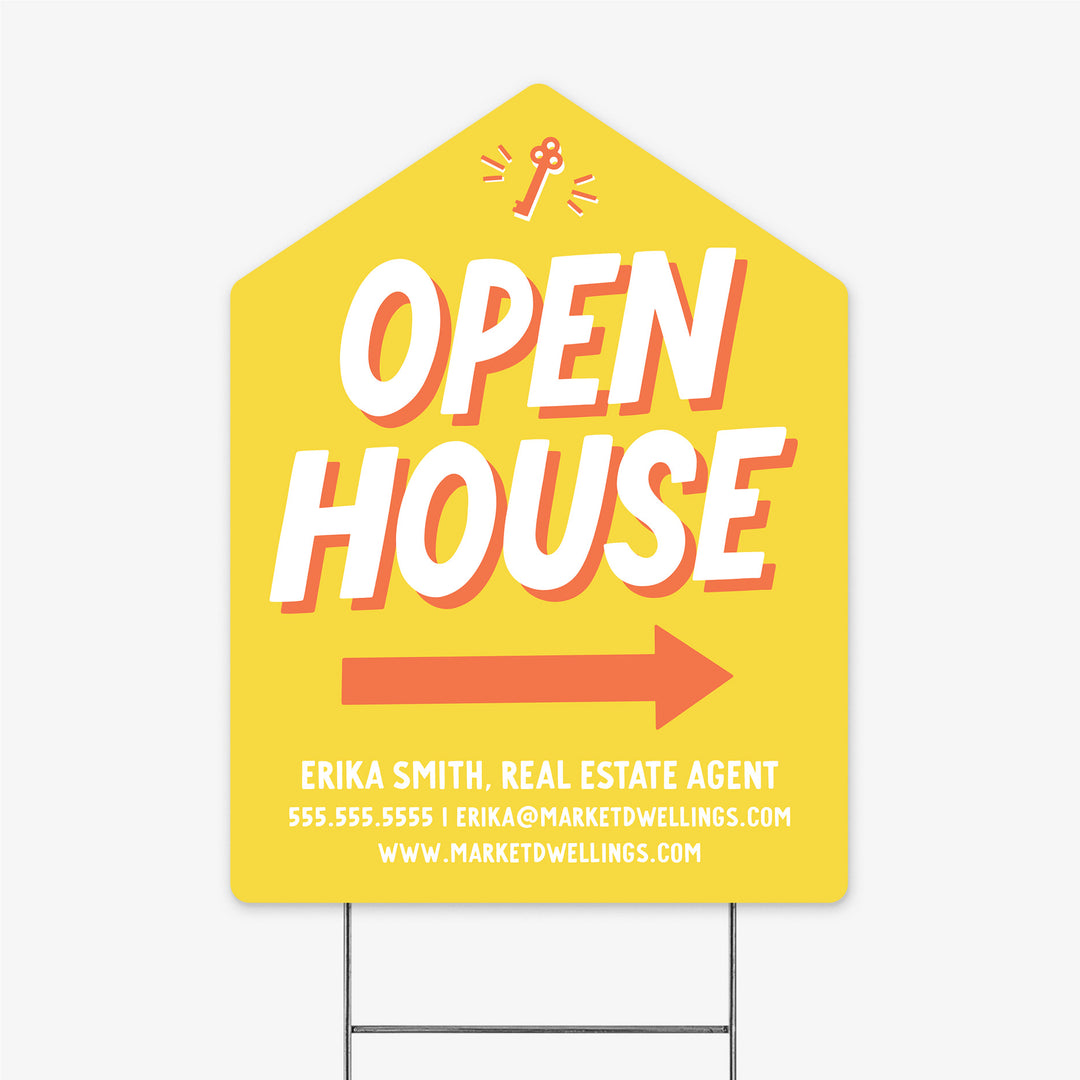 Customizable | Open House Real Estate Yard Sign | Photo Prop | DSY-12-AB Yard Sign Market Dwellings BRIGHT SUN  