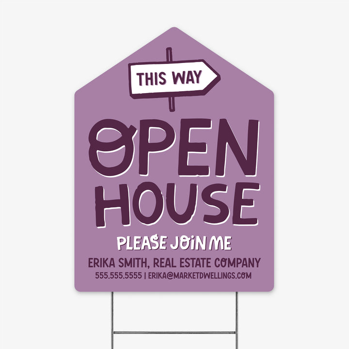 Customizable | Open House Real Estate Yard Sign Yard Sign Market Dwellings EGGPLANT