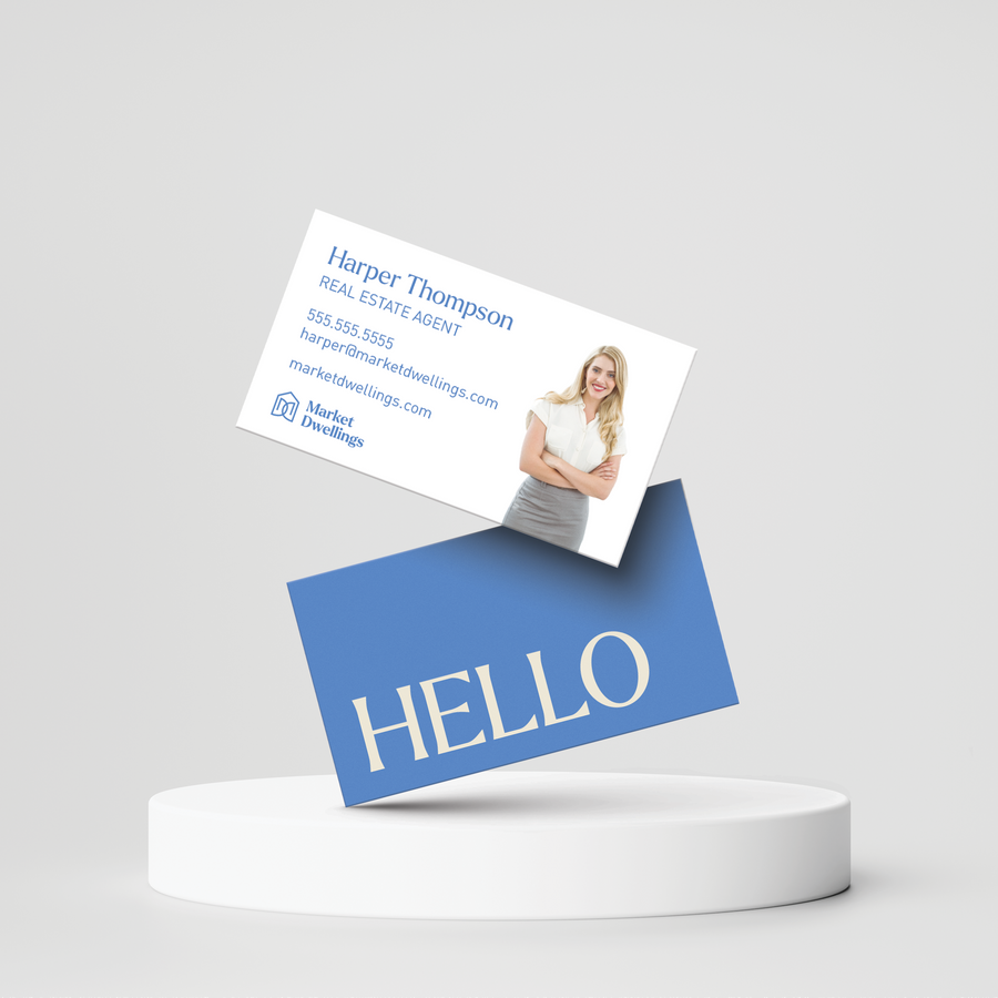 Hello | Business Cards | BC-10-AB Business Cards Market Dwellings COOL BLUE Premium Square