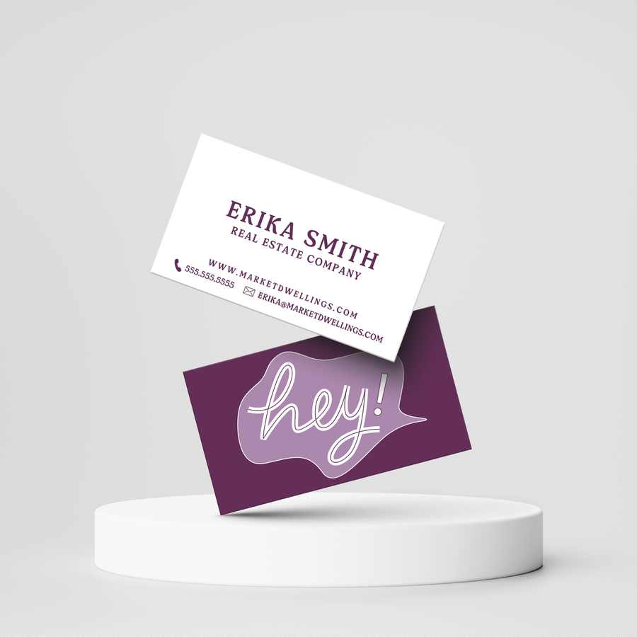 Hey! | Business Cards | BC-08-AB Business Cards Market Dwellings EGGPLANT Premium Square