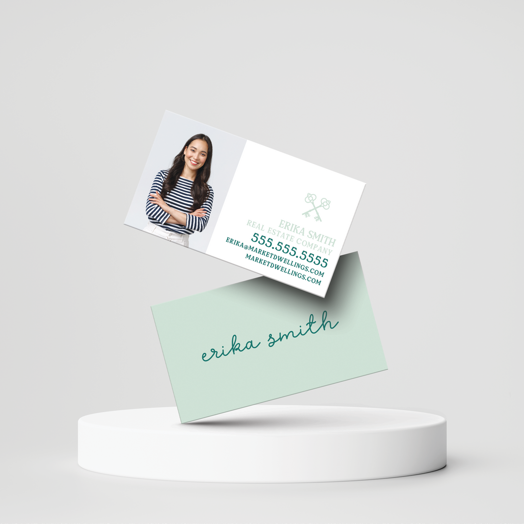 Simple Style | Business Cards | BC-05-AB Business Cards Market Dwellings SEAFOAM Premium Square
