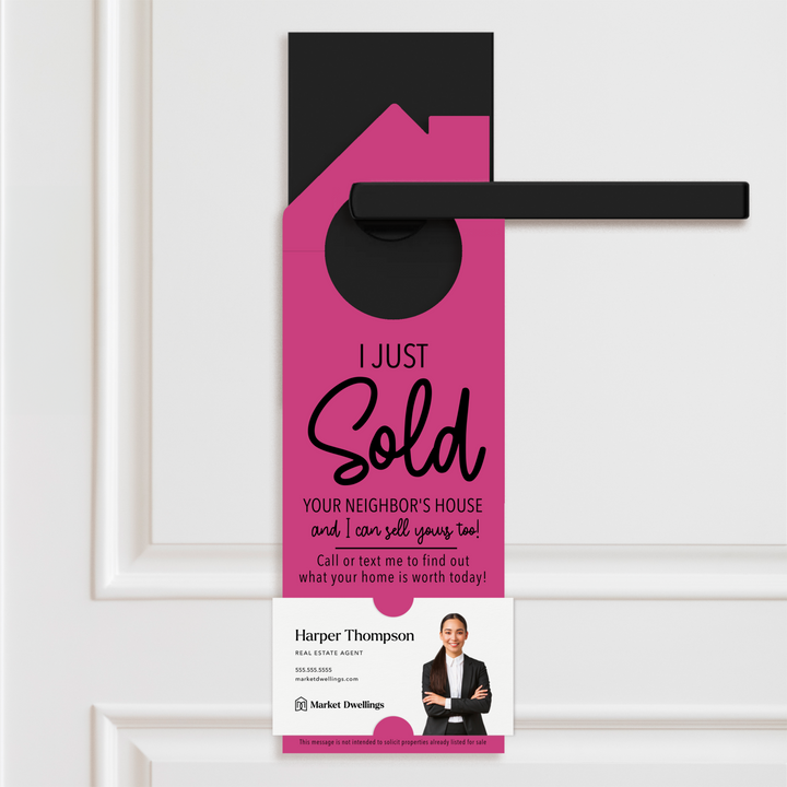 I Just Sold Your Neighbor's House | Real Estate Door Hangers | 3-DH002 Door Hanger Market Dwellings RAZZLE BERRY  