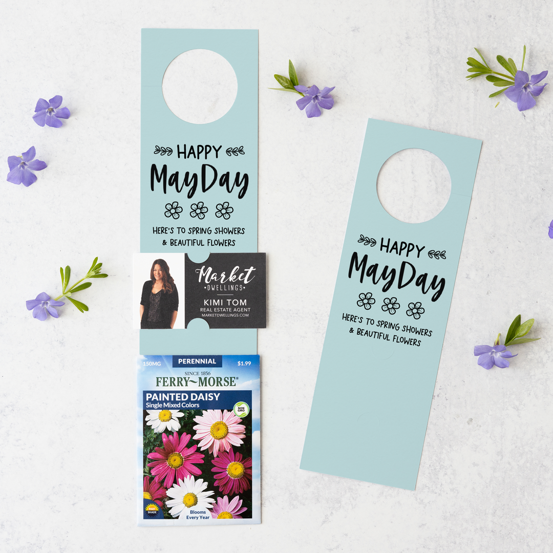 Happy May Day | Door Hangers for Seed Packets | 3-DH003 Door Hanger Market Dwellings LIGHT BLUE  