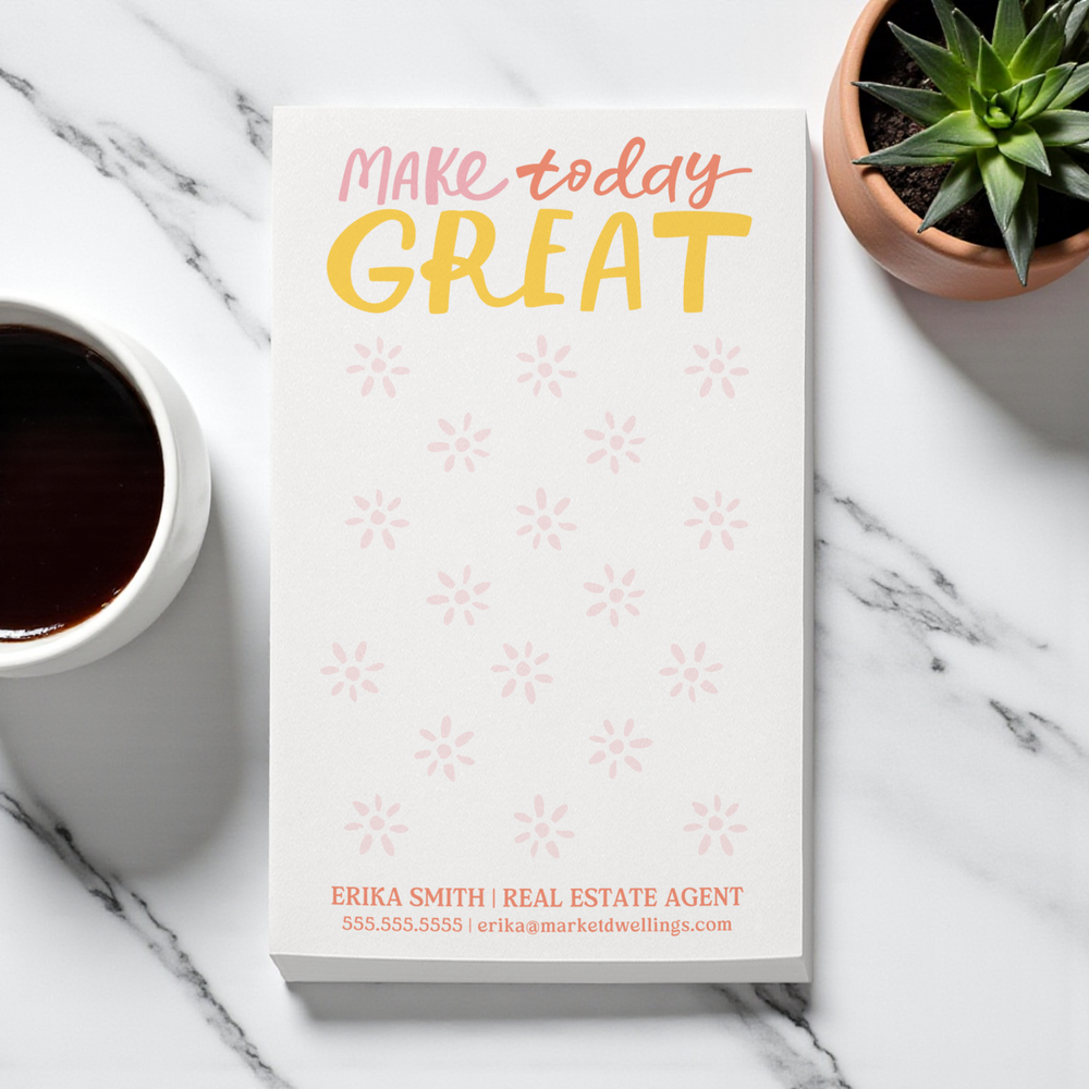 Set of Customizable Make Today Great Notepads | 5 x 8in | 50 Tear-Off Sheets | 8-SNP Notepad Market Dwellings