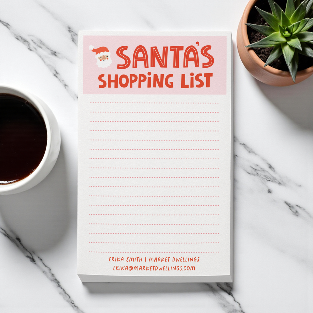 Set of Customizable Santa's Shopping List Notepads | 5 x 8in | 50 Tear-Off Sheets | 11-SNP-AB Notepad Market Dwellings
