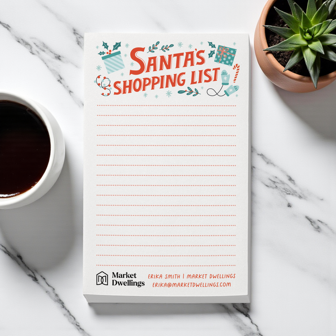 Set of Customizable Santa's Shopping List Notepads | 5 x 8in | 50 Tear-Off Sheets | 11-SNP-AB Notepad Market Dwellings