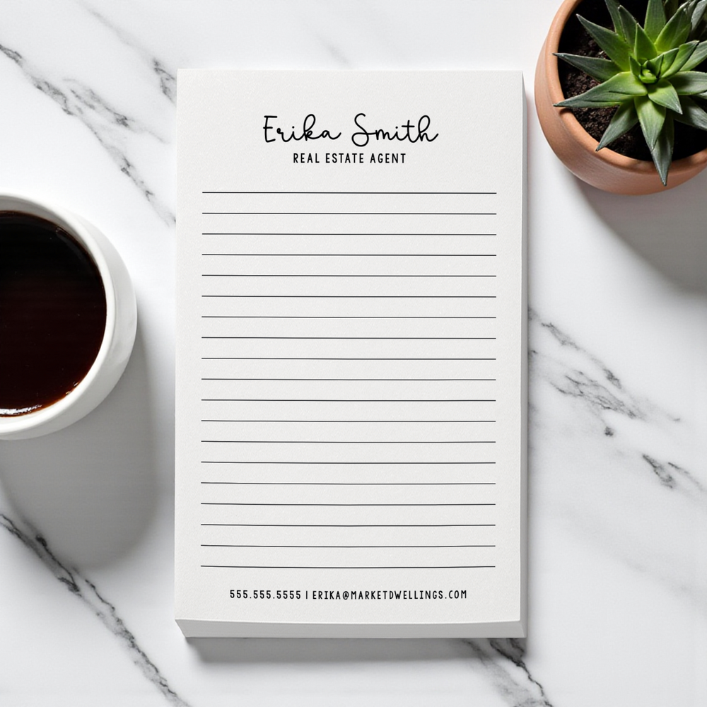 Set of Customizable Notepads | 5 x 8in | 50 Tear-Off Sheets | 1-SNP Notepad Market Dwellings