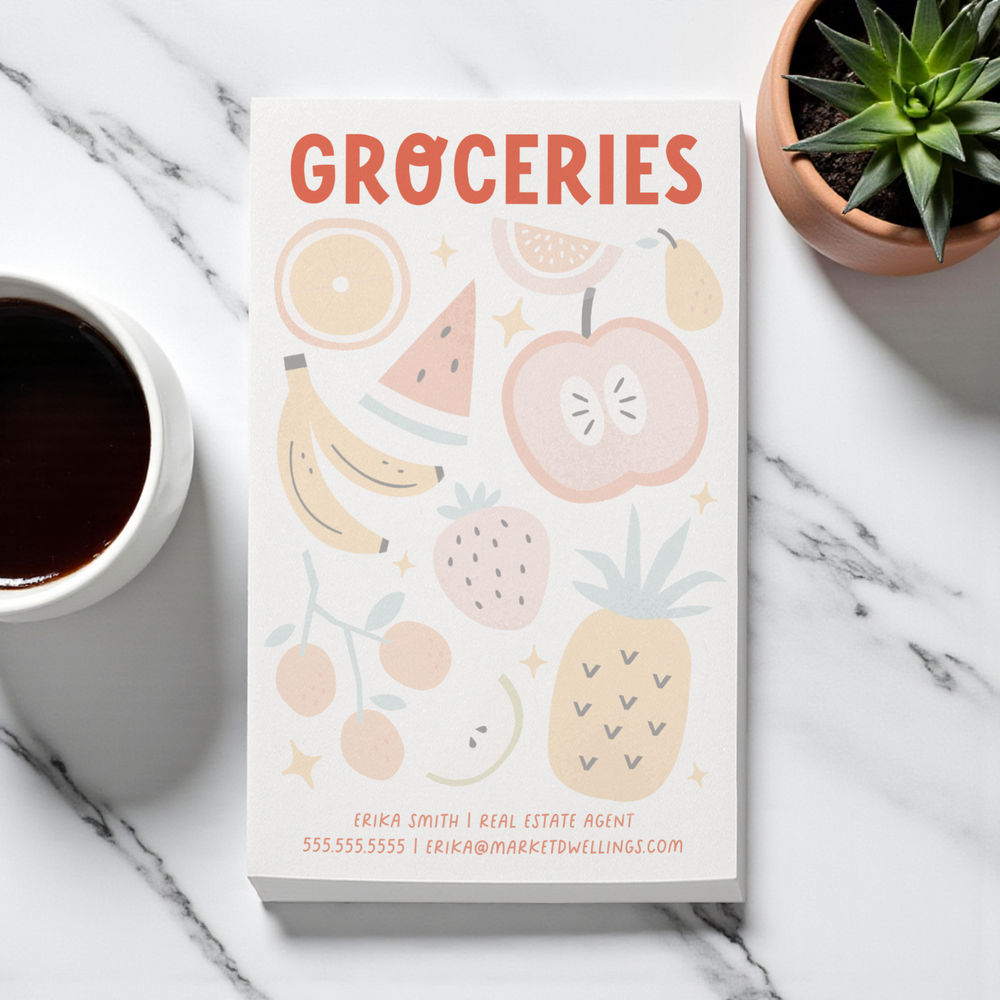 Set of Customizable Groceries Notepads | 5 x 8in | 50 Tear-Off Sheets | 10-SNP Notepad Market Dwellings