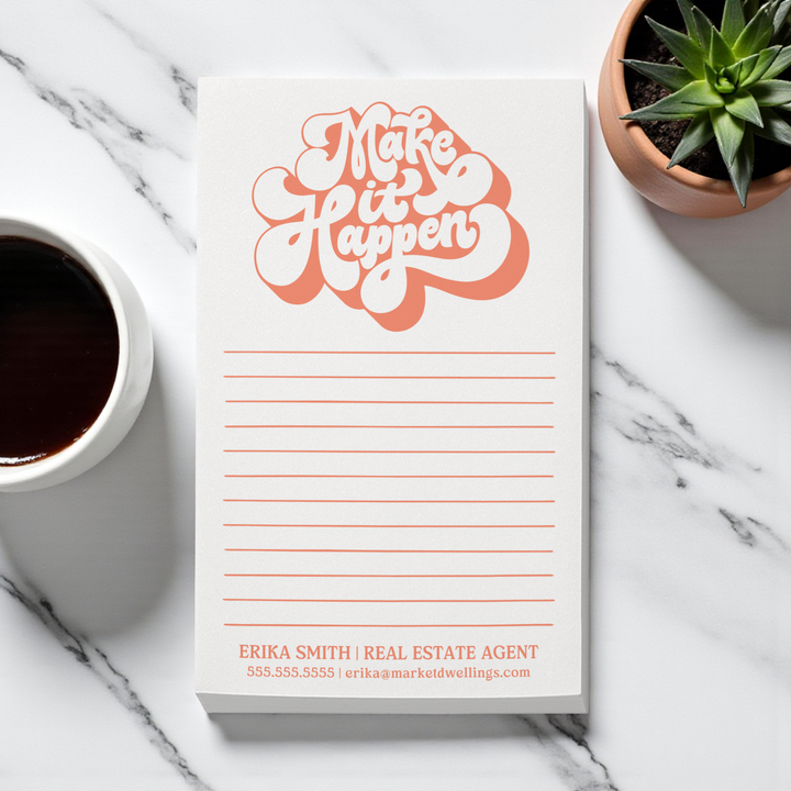 Set of Customizable Make It Happen Notepads | 5 x 8in | 50 Tear-Off Sheets | 7-SNP-CD Notepad Market Dwellings