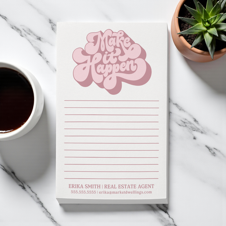 Set of Customizable Make It Happen Notepads | 5 x 8in | 50 Tear-Off Sheets | 7-SNP-CD Notepad Market Dwellings