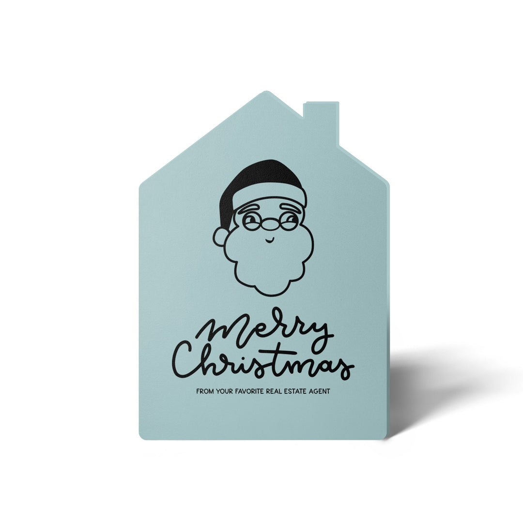 Set of Santa "Merry Christmas from Your Favorite Real Estate Agent" | Holiday Greeting Cards | Envelopes Included | 30-GC002 Greeting Card Market Dwellings LIGHT BLUE