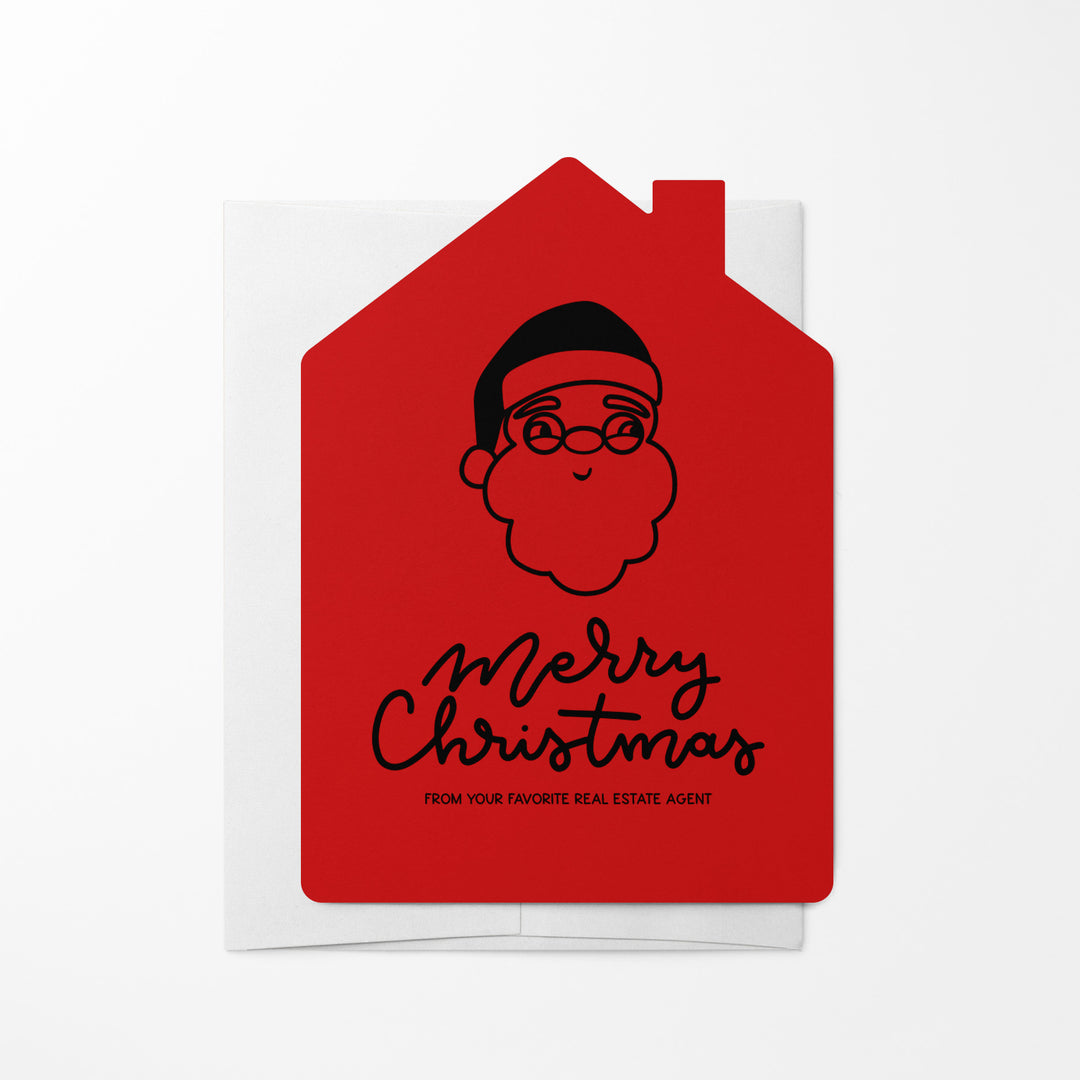 Set of Santa "Merry Christmas from Your Favorite Real Estate Agent" |  Holiday Greeting Cards | Envelopes Included | 30-GC002