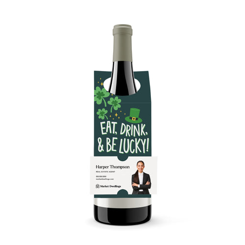 Eat, Drink, & Be Lucky! | St. Patrick's Day Bottle Hang Tags Bottle Tag Market Dwellings GREEN 10