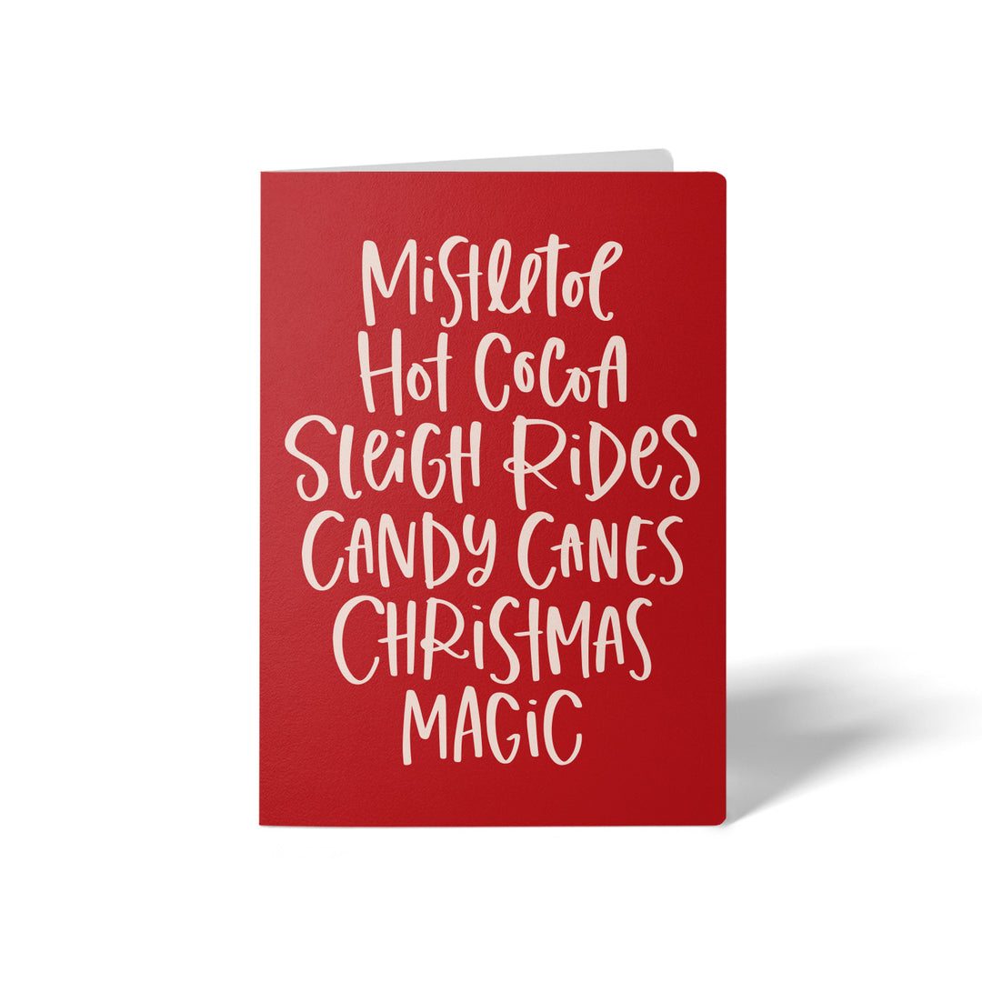 Set of Mistletoe, Hot Cocoa, Sleigh Rides, Candy Canes, Christmas Magic | Christmas Greeting Cards | Envelopes Included | 39-GC001 Greeting Card Market Dwellings