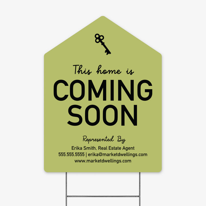 Customizable | Coming Soon Real Estate Yard Sign | Photo Prop | DSY-03-AB Yard Sign Market Dwellings LIGHT OLIVE  