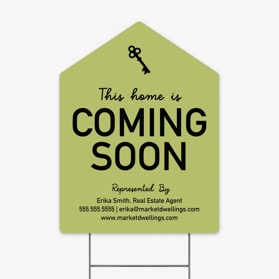 Customizable | Coming Soon Real Estate Yard Sign | Photo Prop | DSY-03-AB Yard Sign Market Dwellings LIGHT OLIVE  