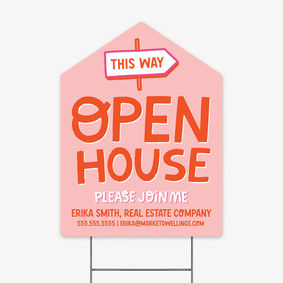 Customizable | Open House Real Estate Yard Sign Yard Sign Market Dwellings SOFT PINK