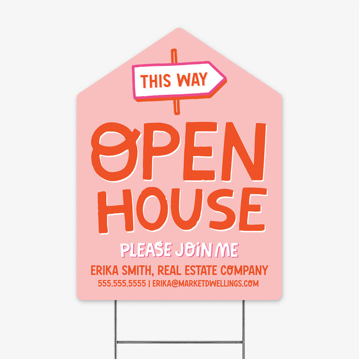 Customizable | Open House Real Estate Yard Sign Yard Sign Market Dwellings SOFT PINK