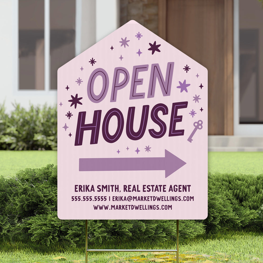 Customizable | Open House Real Estate Yard Sign | Photo Prop | DSY-11-AB Yard Sign Market Dwellings   