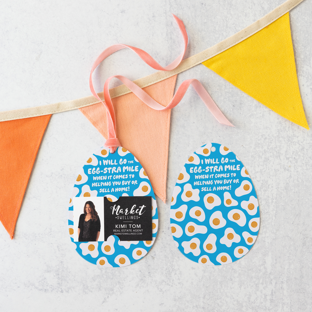 I will go the Egg-Stra mile | Egg Real Estate Gift Tags | 10-GT007-AB Gift Tag Market Dwellings BRIGHT BLUE  