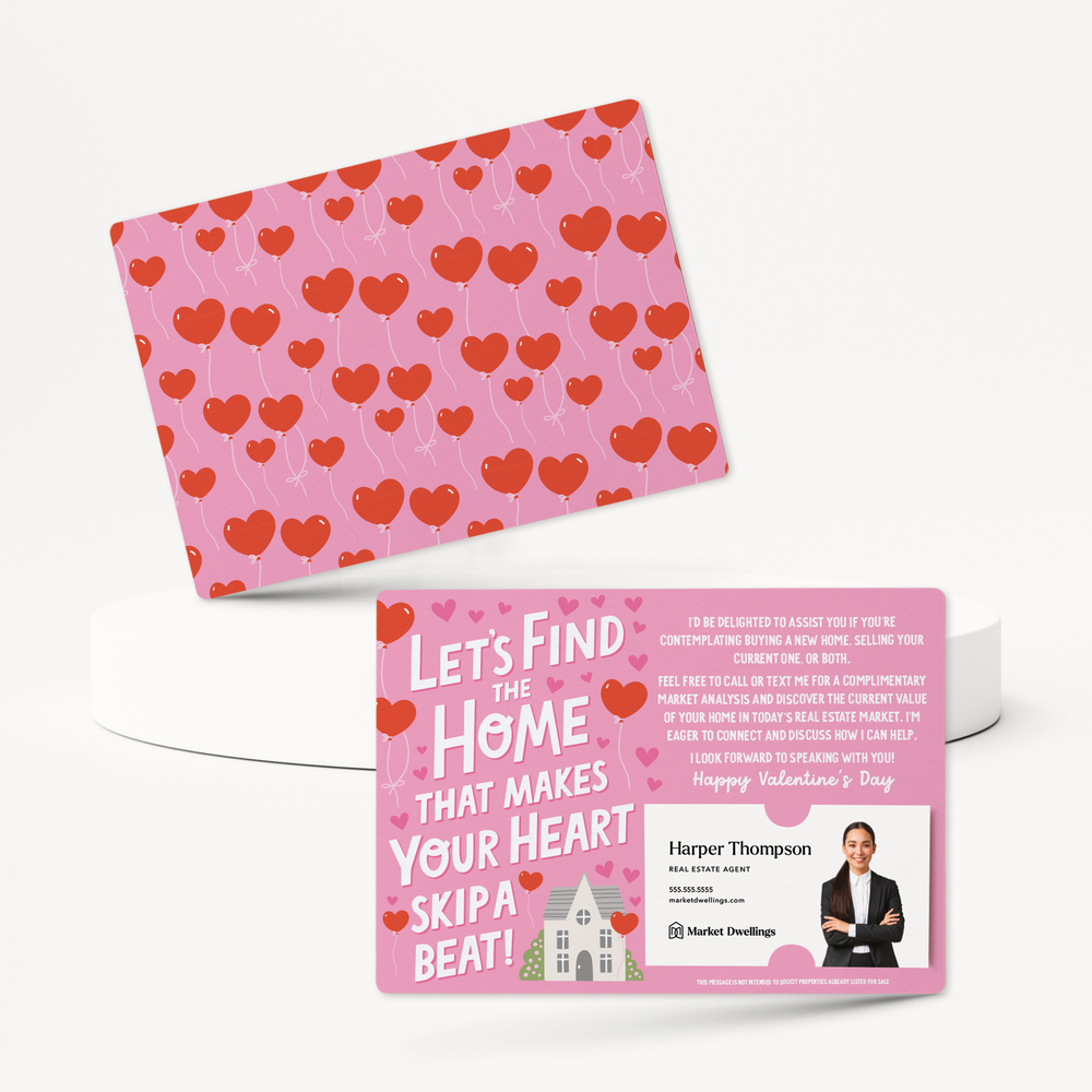 Set of Let's Find The Home That Makes Your Heart Skip A Beat! | Valentine's Day Mailers | Envelopes Included | M152-M003 Mailer Market Dwellings   