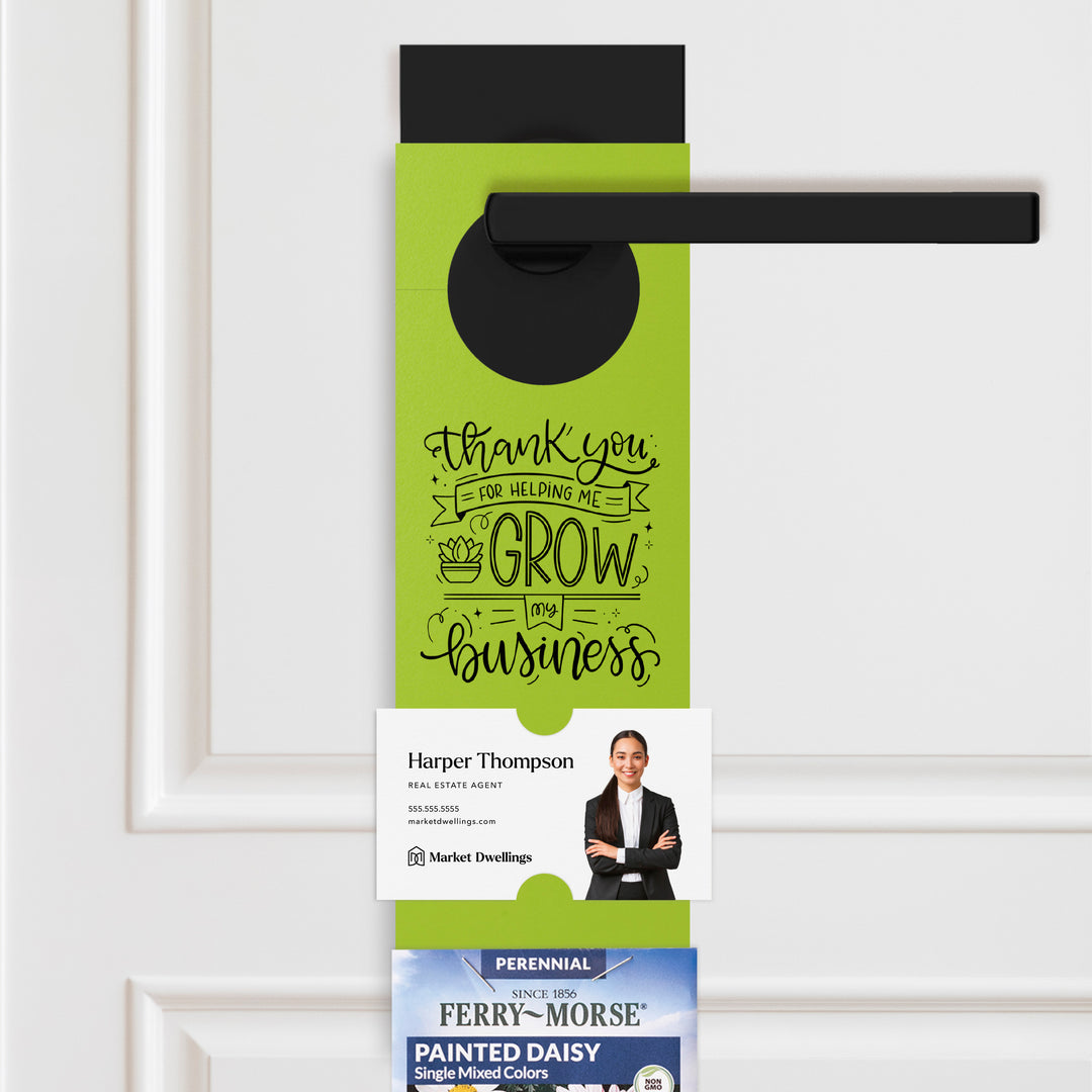 Thank You For Helping Me Grow My Business | Door Hangers for Seed Packets | 4-DH003 Door Hanger Market Dwellings GREEN APPLE