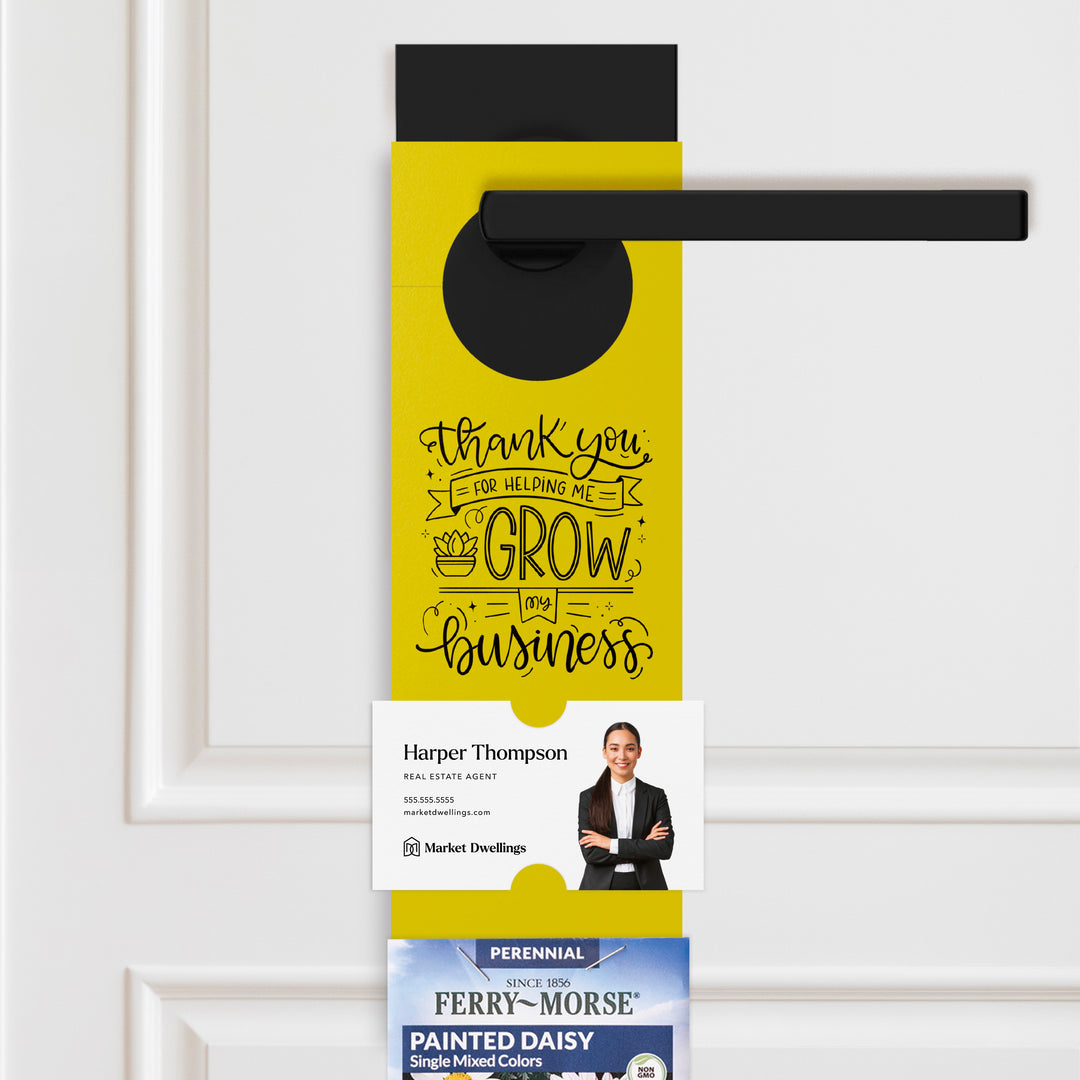 Thank You For Helping Me Grow My Business | Door Hangers for Seed Packets | 4-DH003 Door Hanger Market Dwellings LEMON