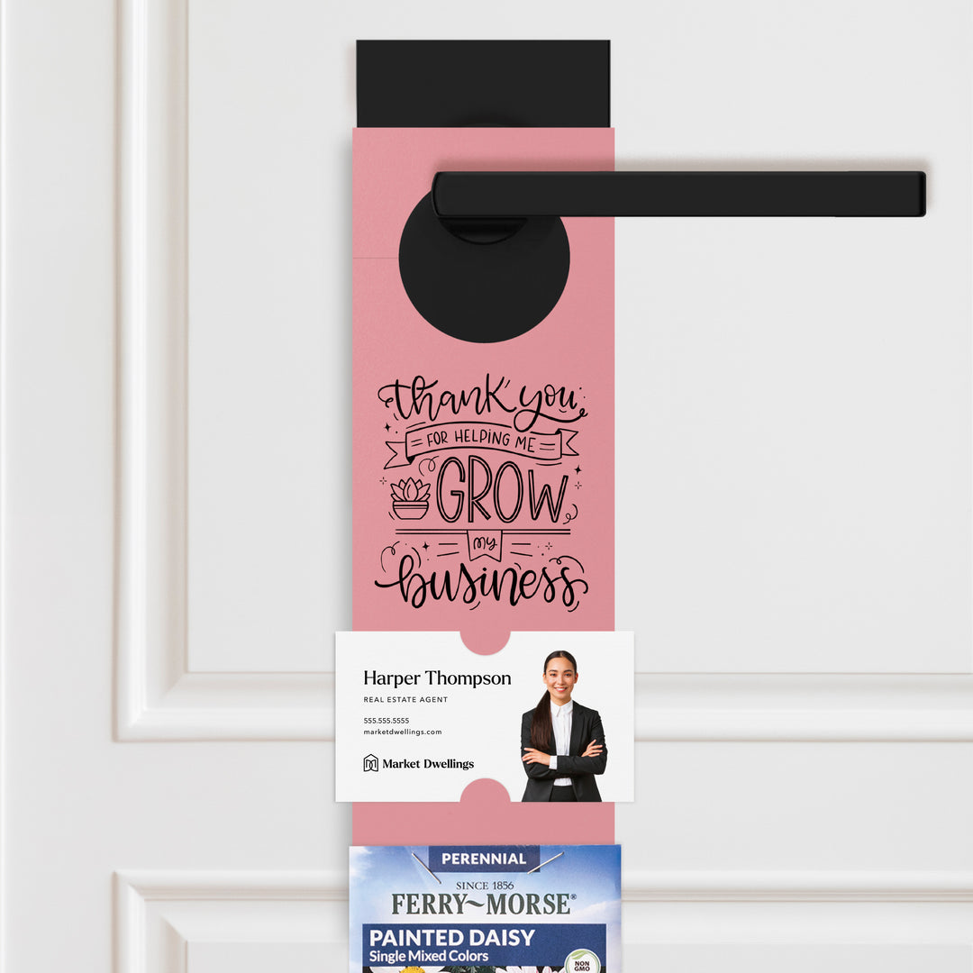 Thank You For Helping Me Grow My Business | Door Hangers for Seed Packets | 4-DH003 Door Hanger Market Dwellings LIGHT PINK