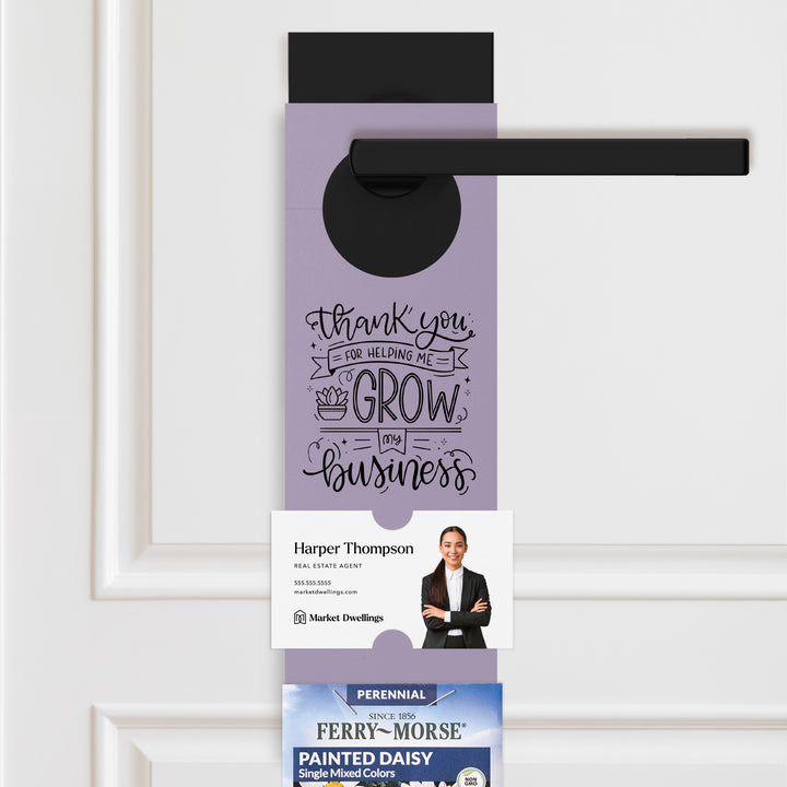 Thank You For Helping Me Grow My Business | Door Hangers for Seed Packets | 4-DH003 Door Hanger Market Dwellings LIGHT PURPLE