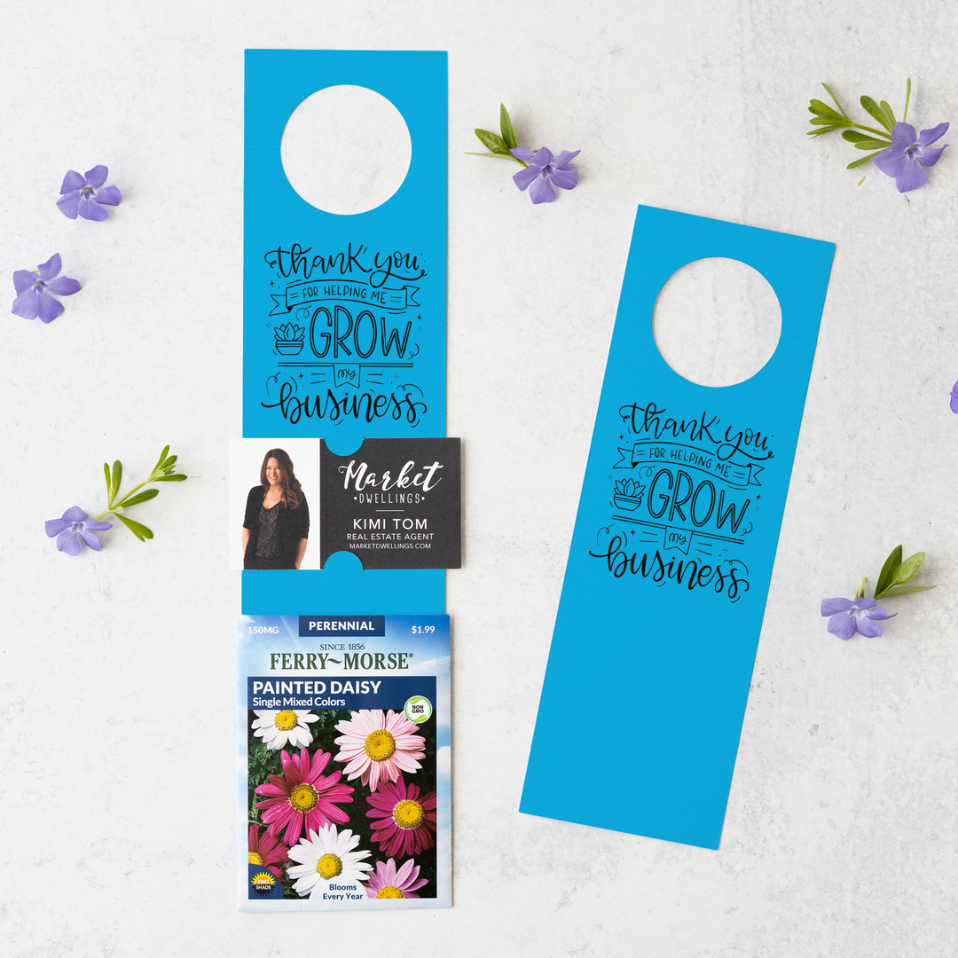 Thank You For Helping Me Grow My Business | Door Hangers for Seed Packets | 4-DH003 Door Hanger Market Dwellings   