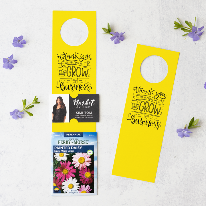 Thank You For Helping Me Grow My Business | Door Hangers for Seed Packets | 4-DH003 Door Hanger Market Dwellings LEMON  