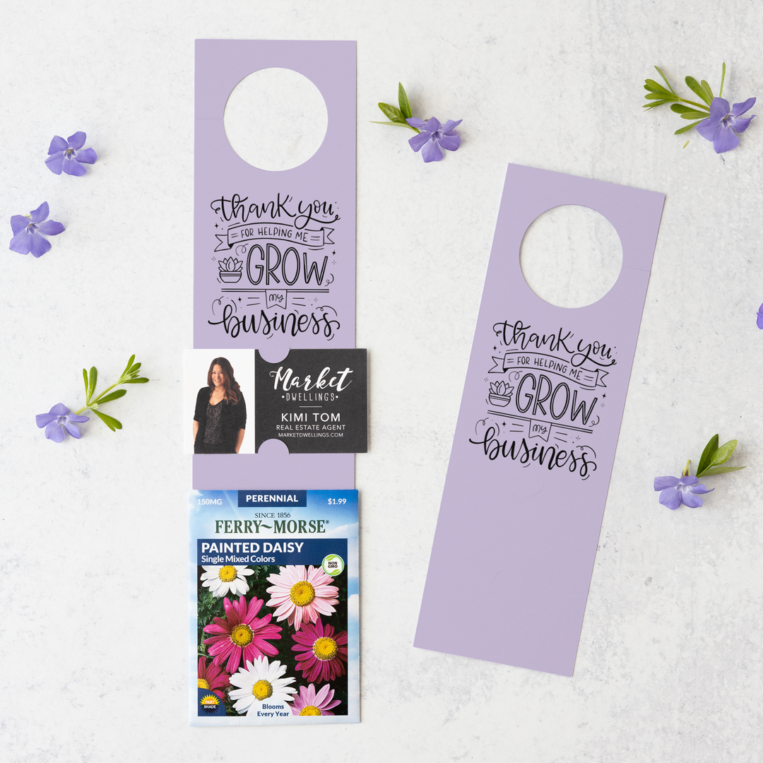 Thank You For Helping Me Grow My Business | Door Hangers for Seed Packets | 4-DH003 Door Hanger Market Dwellings LIGHT PURPLE  