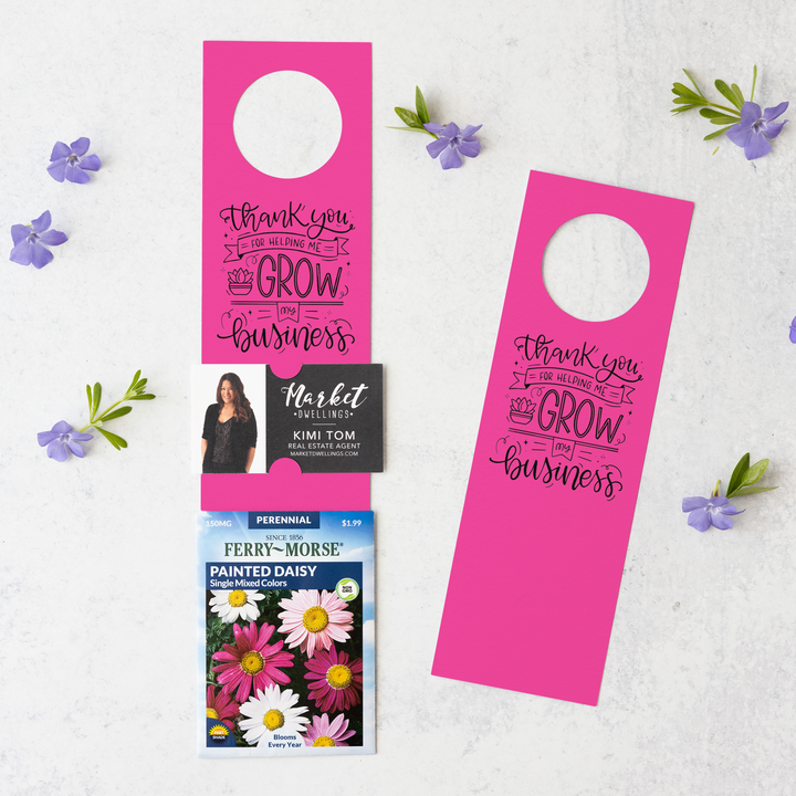 "Thank You For Helping Me Grow My Business" | Door Hanger for Seed Packets | 4-DH003
